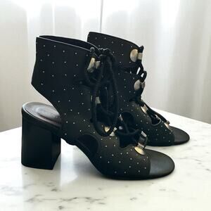 See by Chloé Black Leather Gladiator Sandals Lace Up Size 9 / IT 39